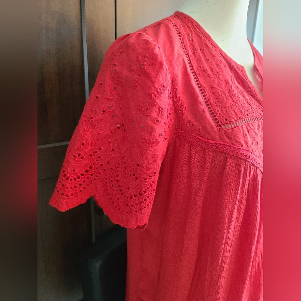 NWOT Knox Rose Red Eyelet Shirt - Picture 3 of 7